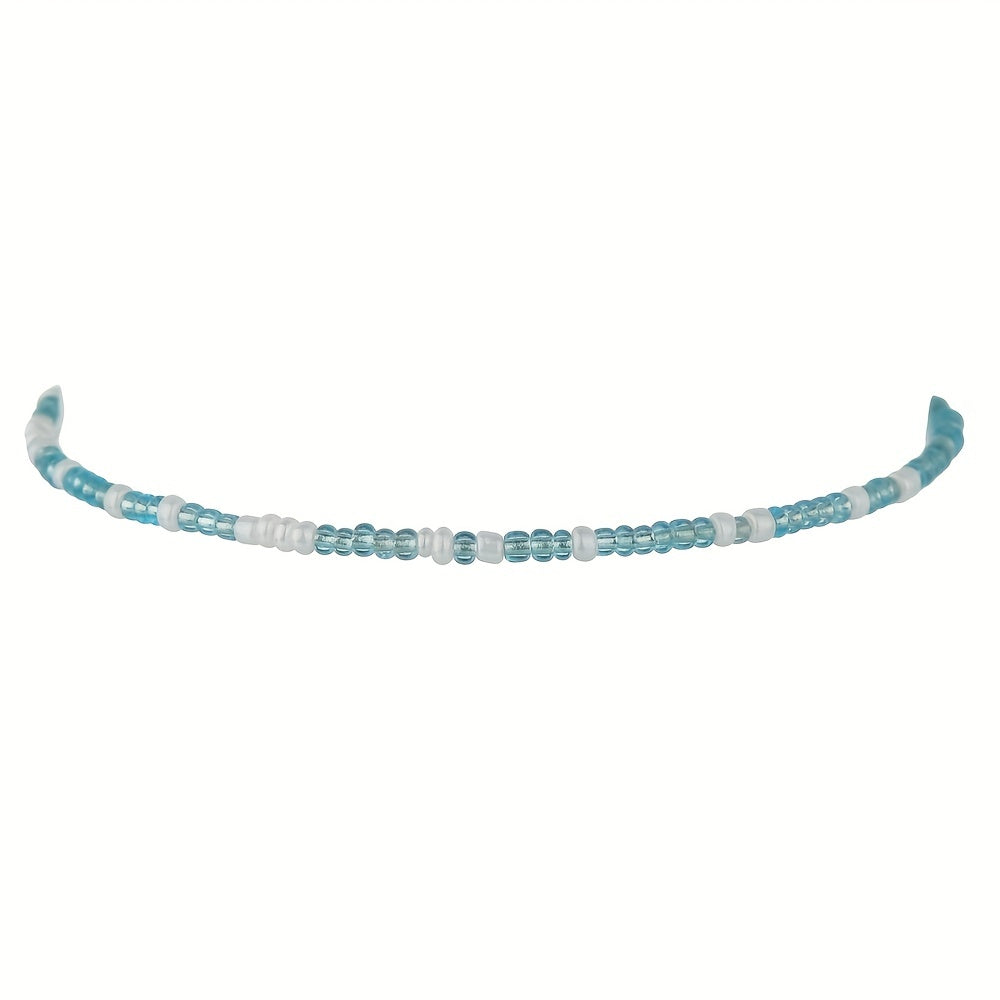 5 Pcs Ocean Style Wax Thread Anklet Set Rope Rice Beads Ankle Bracelet
