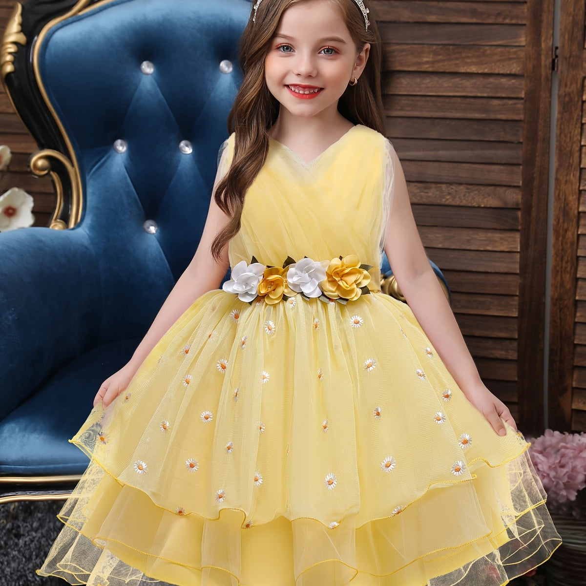 Girls Sleeveless Princess Dresses Formal Dress For Christmas Evening Party Birth