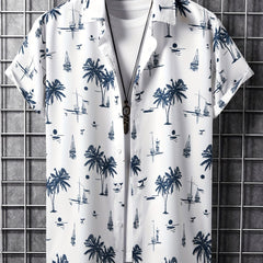 Men's Coconut Tree Hawaiian Shirt - Short Sleeve Button Up
