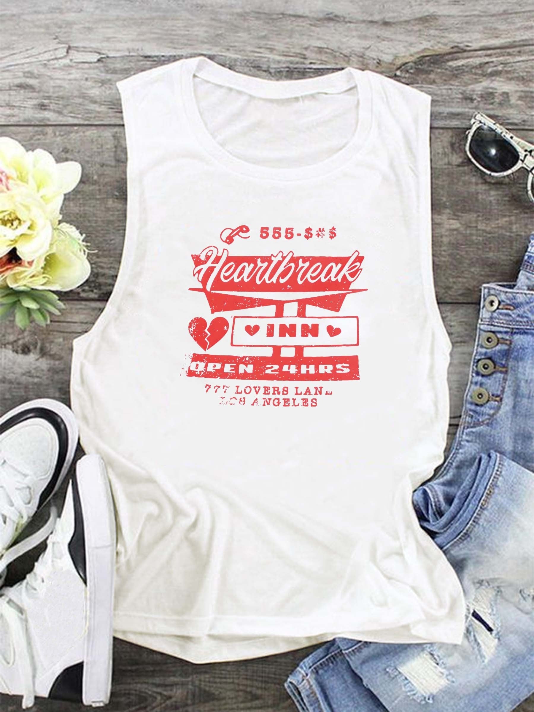 Letter Print Crew Neck Tank Top Casual Sleeveless Summer Tank Top