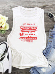 Letter Print Crew Neck Tank Top Casual Sleeveless Summer Tank Top
