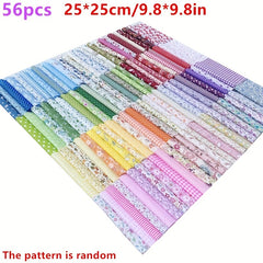 56pcs Floral Fabric Handcraft DIY Patchwork Doll Clothing Sewing Quilting Craft