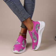 Leopard Print Slip On Low Top Sock Shoes