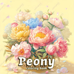 HQY Deluxe Peony Painting Coloring Book 22 Pages