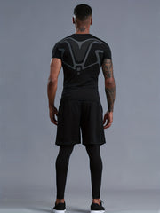 Men's High Stretch Compression Sweatshirt + Shorts & Leggings Set