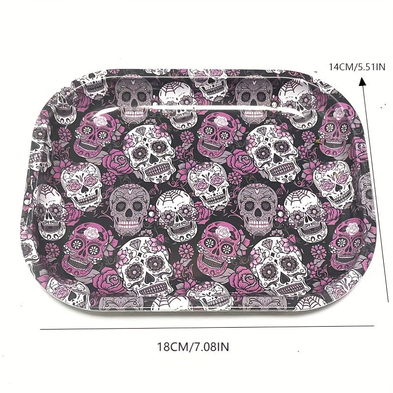 Halloween Skull Rolling Tray Metal Cartoon Washable Fruit Plate