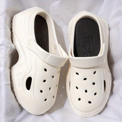 Women's Cartoon Platform Clogs Casual Hollow Out Ankle Strap Slip On Shoes
