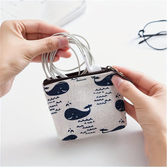 Children's Coin Purse Girls Mini Bag Zipper Key Bag Retro Canvas Small Purse