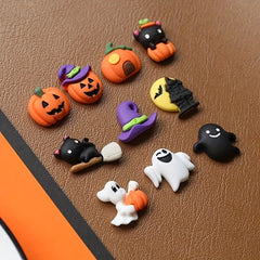 10pcs Halloween Resin Ornaments Charms Spider Skull Pumpkin Bat DIY Craft Decor
