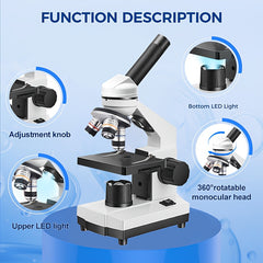 Biological Dual Light Metal Microscope with LED Light Compact Portable