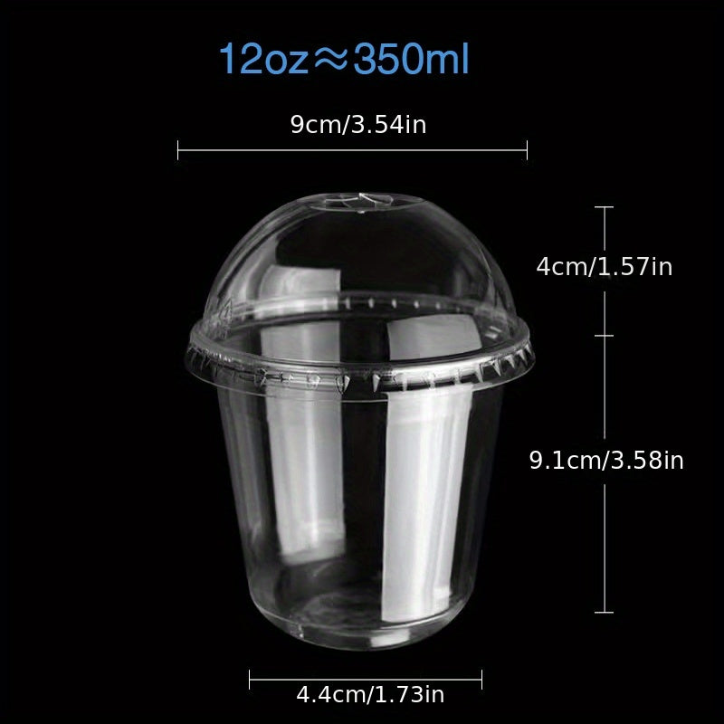 50 Disposable Plastic Cups & Lids for Drinks & Desserts Christmas Party