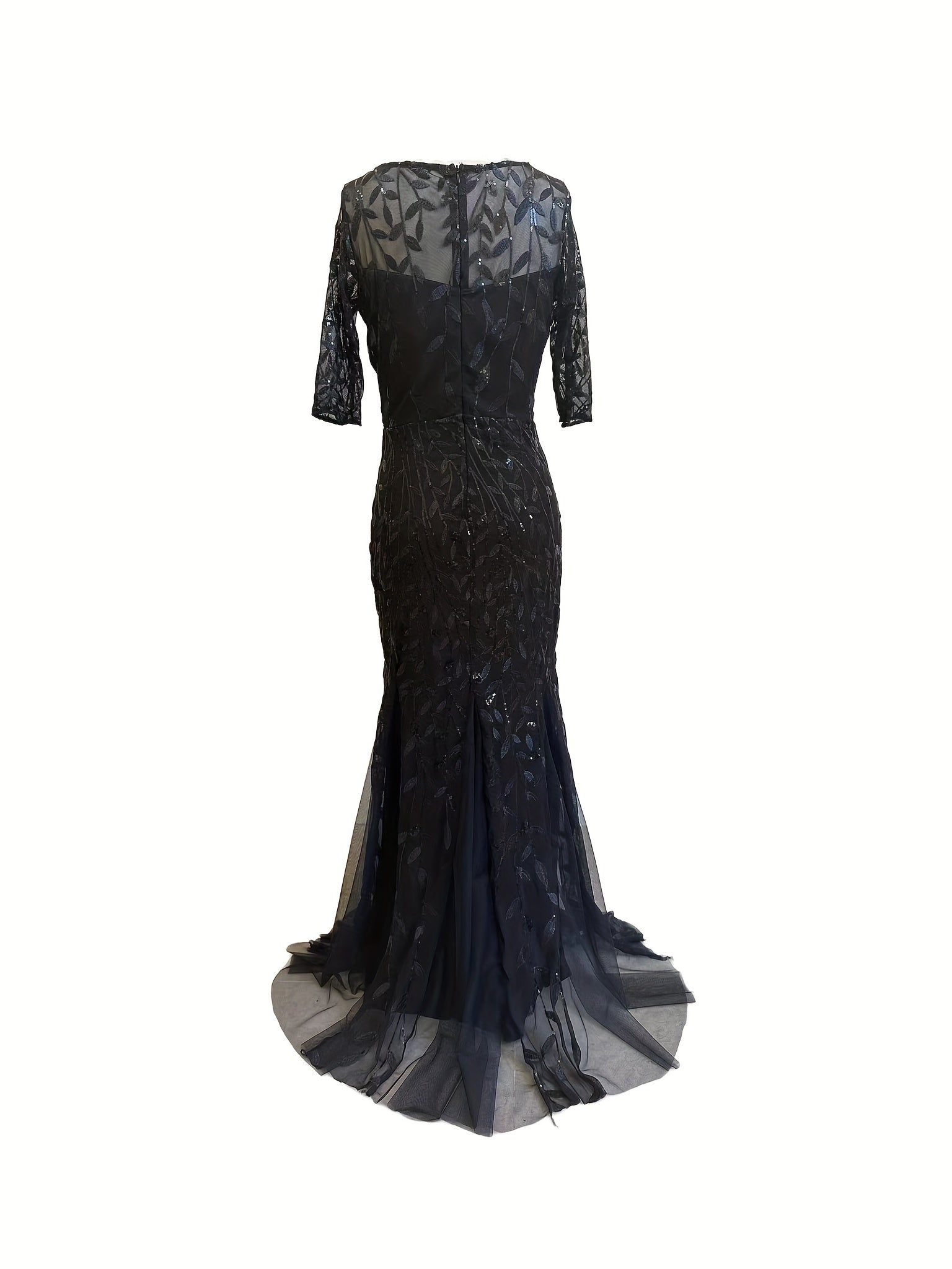 Sequined Mesh Pleated Maxi Dress for Party