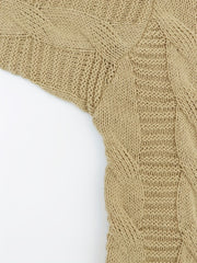  Casual Cardigan Solid Cable Open Front Long Sleeve Stretch Knit