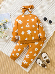 Autumn Kids Casual Outfit Floral Sweatshirt & Pants Set