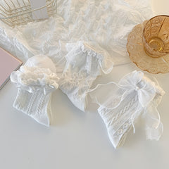 6 Pairs Lace Trim Textured Socks Women's Mid Tube Stockings