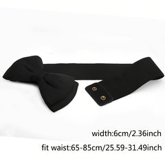 Wide Elastic Bowknot Waist Belt Band Snap Buckle Belt