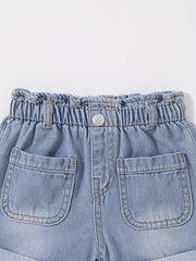 Baby Bunny Graphic Crop Top & Denim Shorts Set