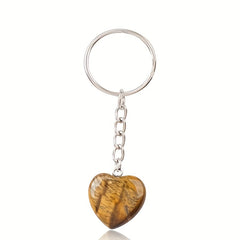 Heart Natural Stone Keychain Jewelry Key Ring Purse Bag Charm