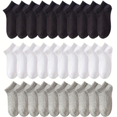 10 20 30 Pairs Unisex Solid Low Cut Socks Women's Stockings