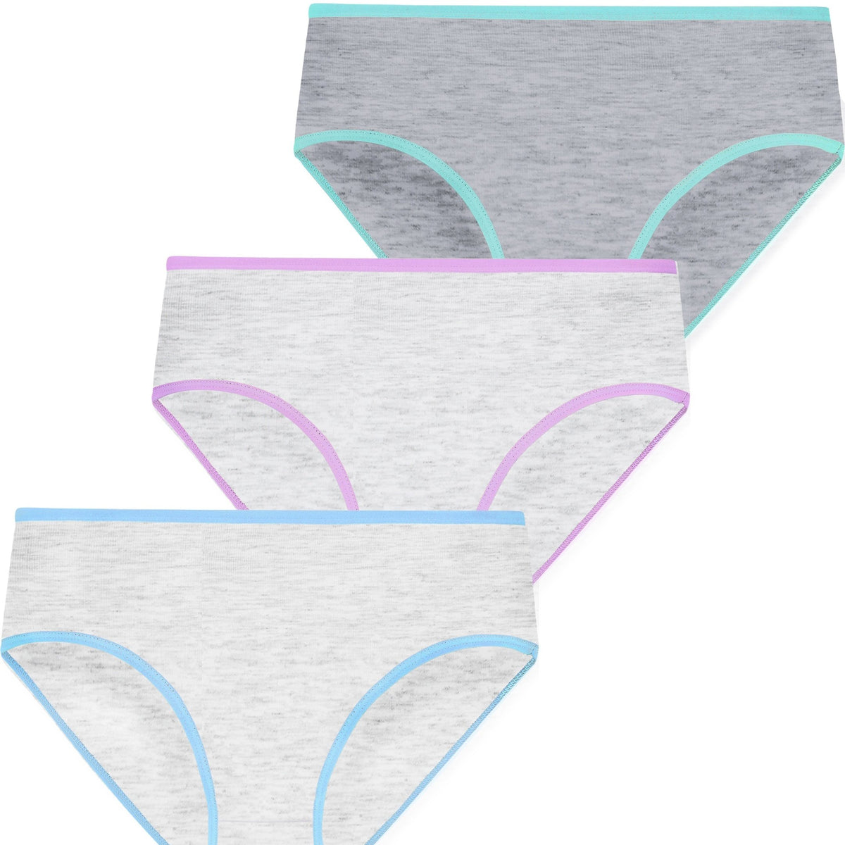 3pcs Girls Block Trim Shortie Brief Cotton Underwear