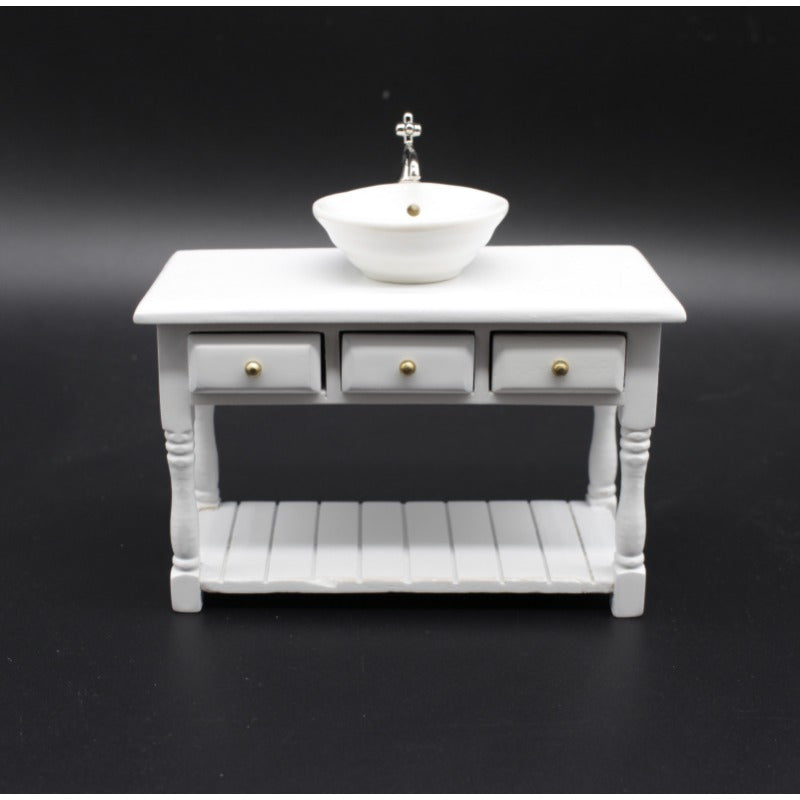 Dolls House Furniture Model Dining Room Wooden Table with Drawers