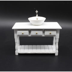 Dolls House Furniture Model Dining Room Wooden Table with Drawers