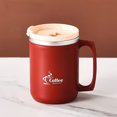 Double Layer Mug with Lid Coffee Cup Milk Cup Water Cup for Office Bedroom Study