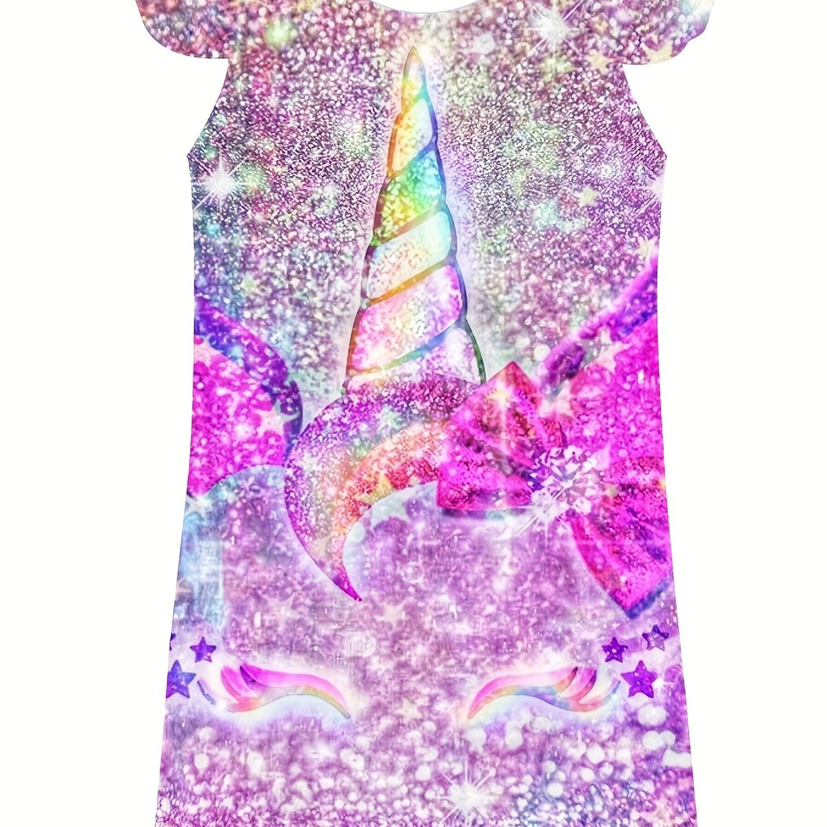 Girl's 3D Pony Princess Dress Butterfly Sleeve Crew Neck