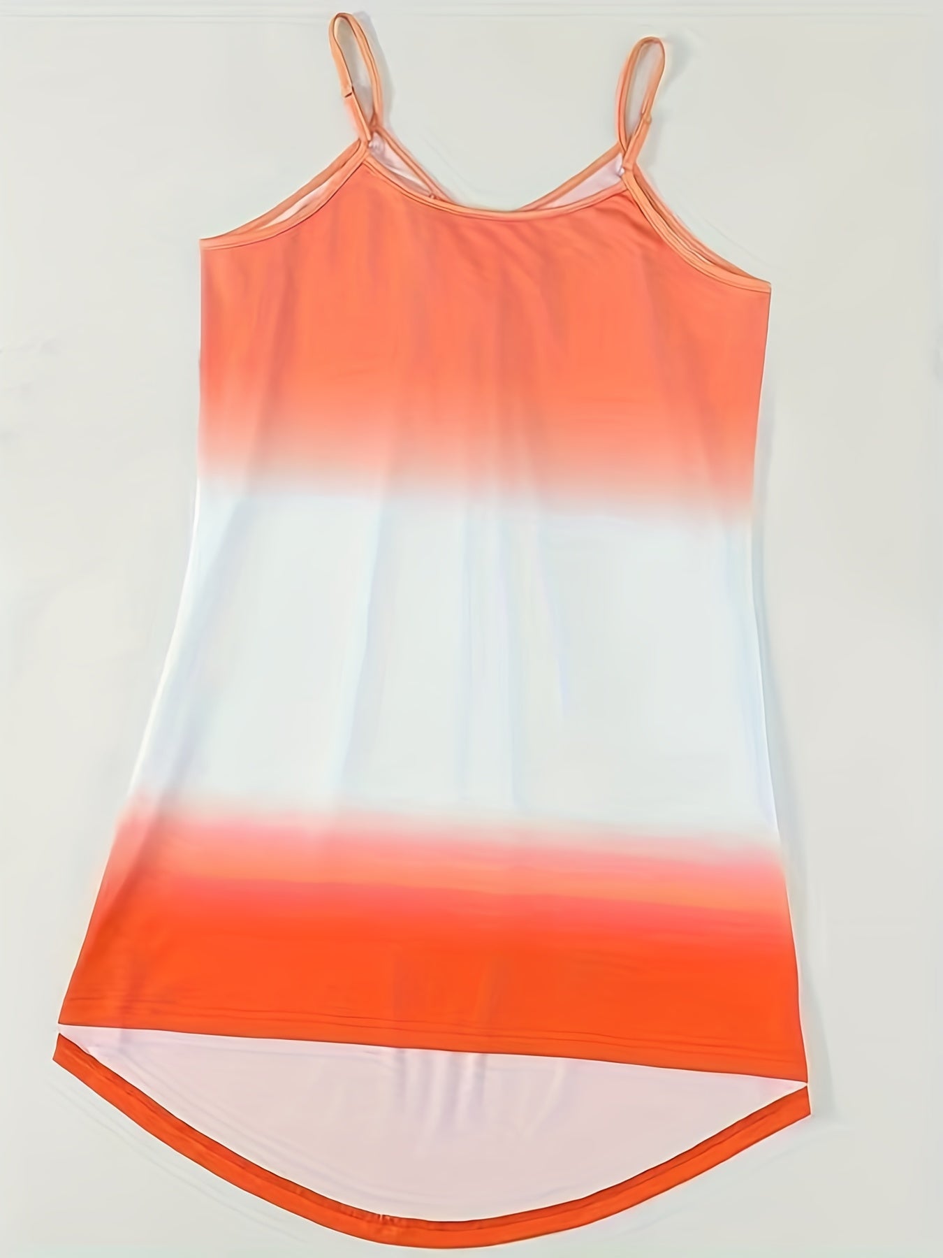 Women's Plus Ombre Print Round Neck Shirred Tank Dress