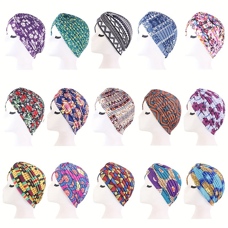 Boho Flower Print Turban Cap Head Wrap Lightweight Head Scarf Beanie