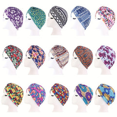 Boho Flower Print Turban Cap Head Wrap Lightweight Head Scarf Beanie
