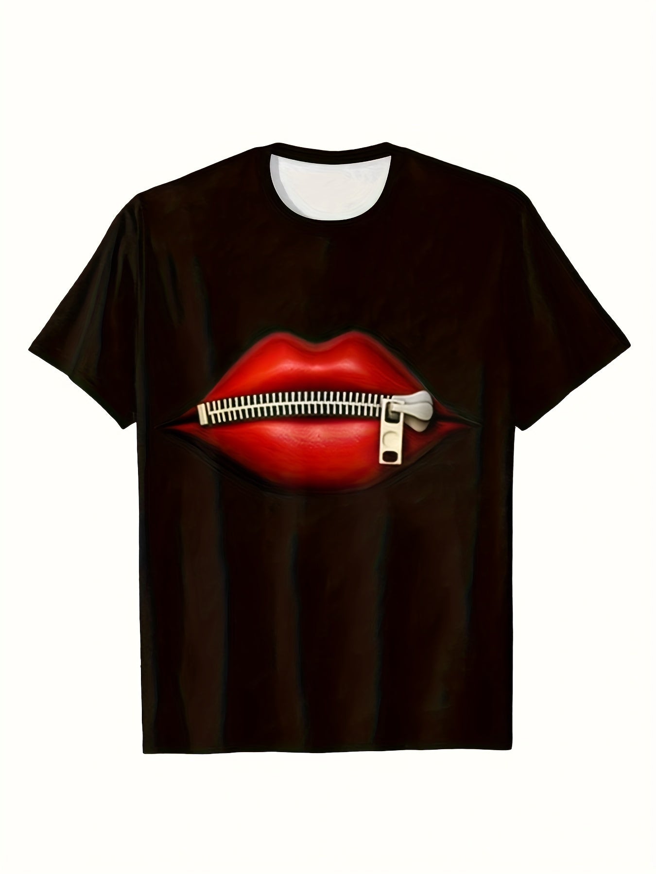 3D Lips Print Short Sleeve T shirt for Girls and Boys