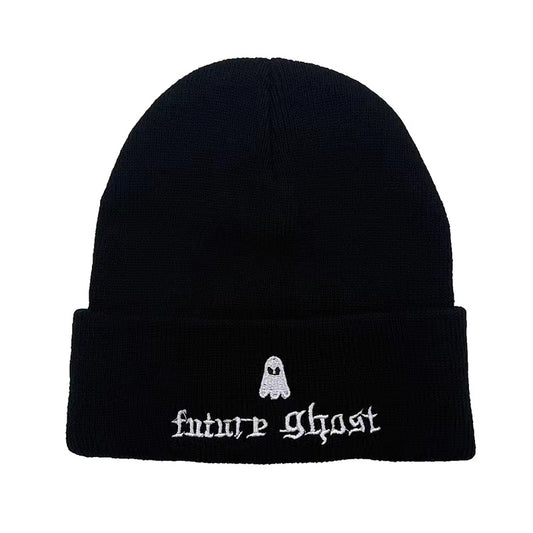 Embroidered Cotton Beanie Letter Print Warm Hat