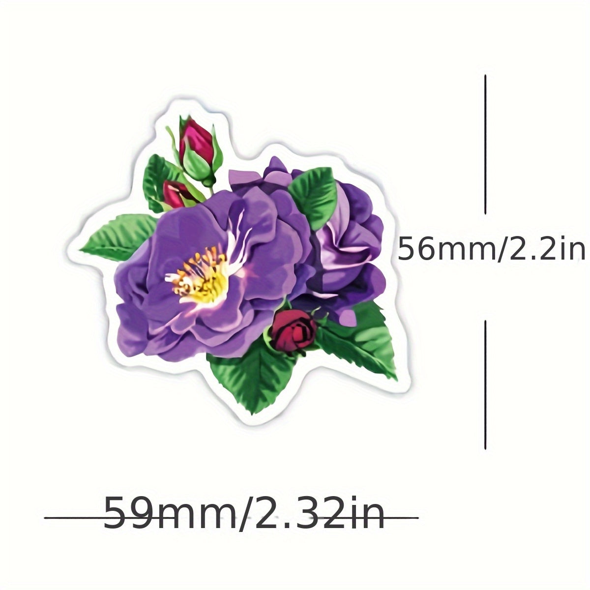 100pcs Rose & Tulip Flower Stickers Vibrant Mixed Colors Self Adhesive Decals