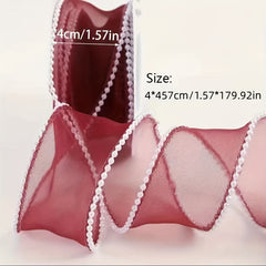 5yd Pearl Fishtail Silk Ribbon Flower Packaging Mesh Ribbon
