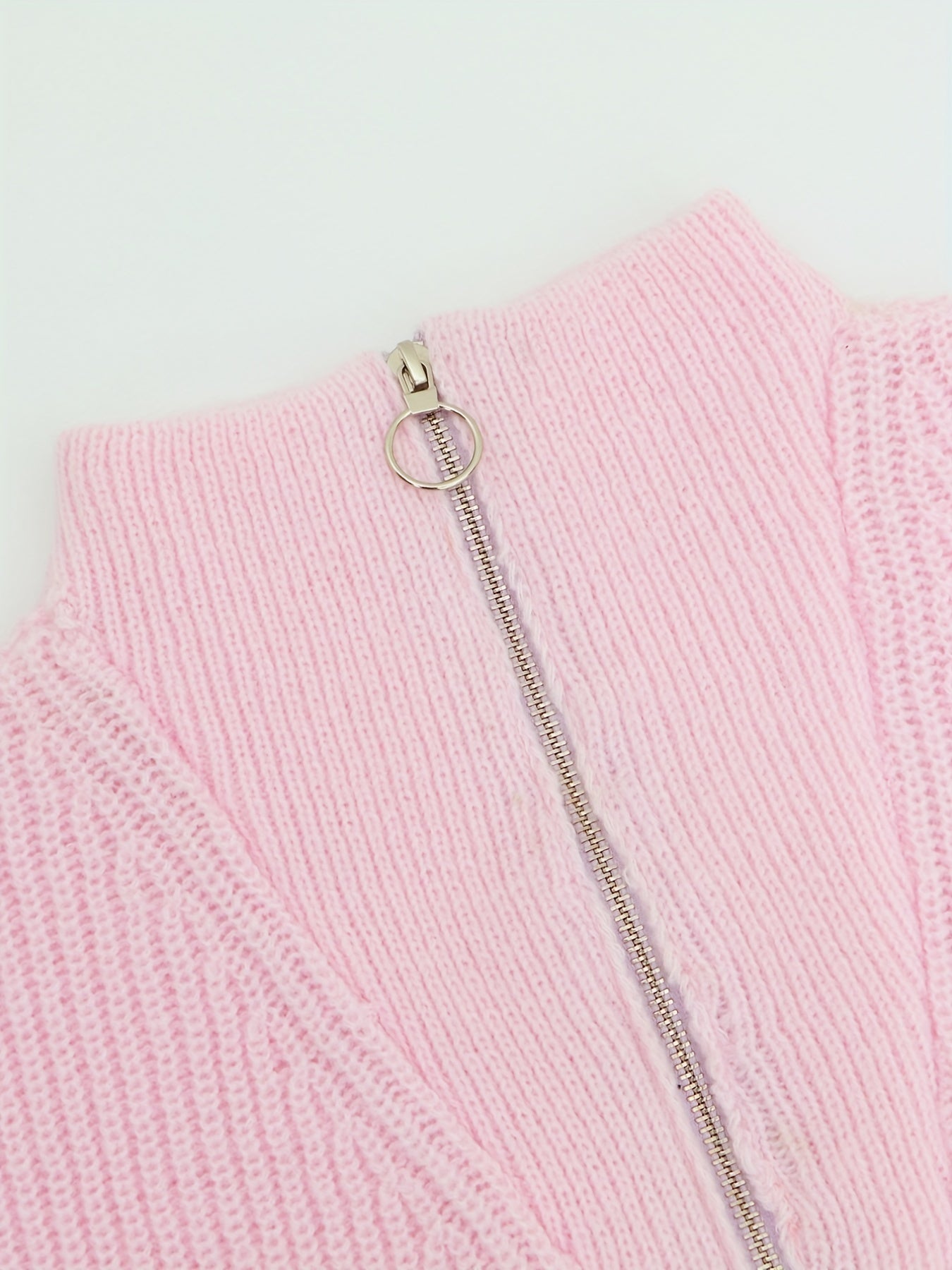 Solid Knit High Neck Zipper Sweater