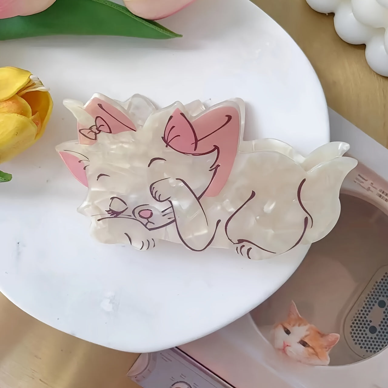 Grey Cat Acetate Hair Claw Clip Women Hair Accessories