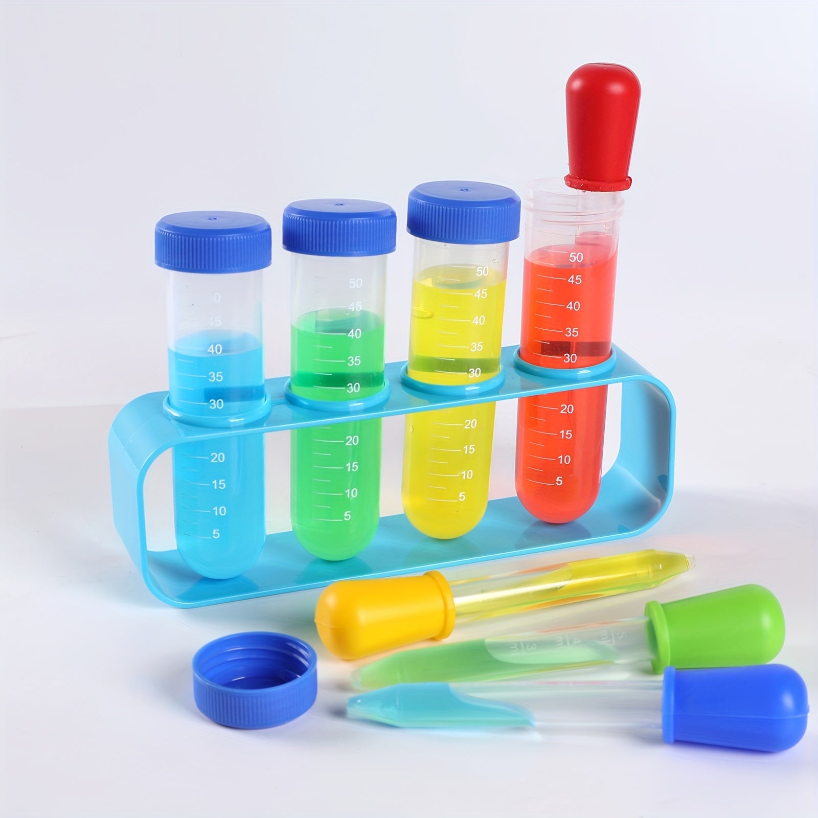 9pcs Plastic Test Tube with Holder And Dropper