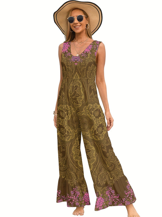 Floral Print Sleeveless Jumpsuit for Women
