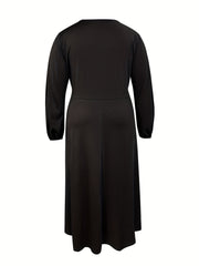  Solid Long Sleeve Pleated Maxi Dress
