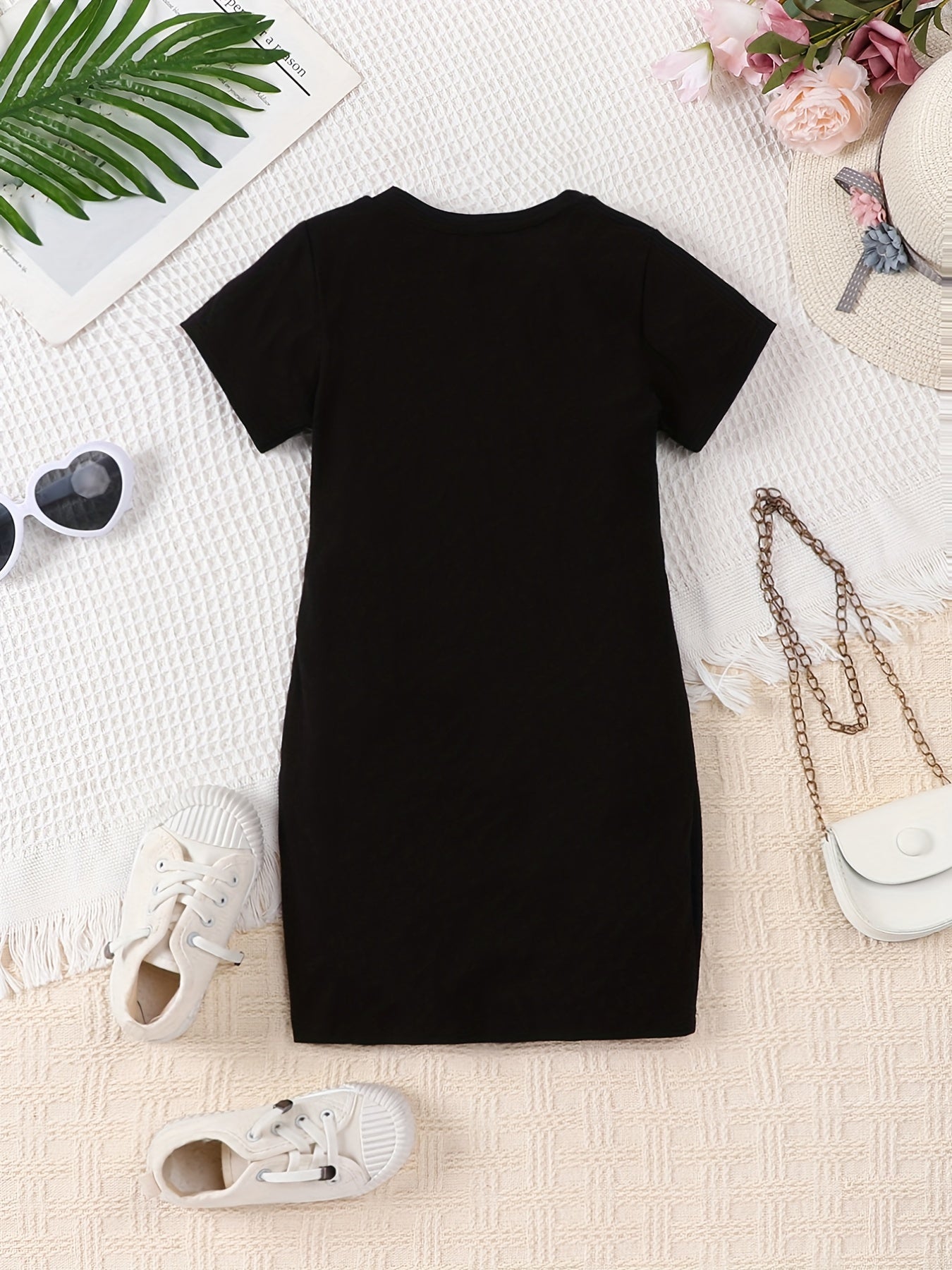 Girls Bodycon Short Sleeve Dress Soft Comfy Casual Dresses