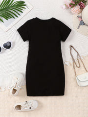 Girls Bodycon Short Sleeve Dress Soft Comfy Casual Dresses