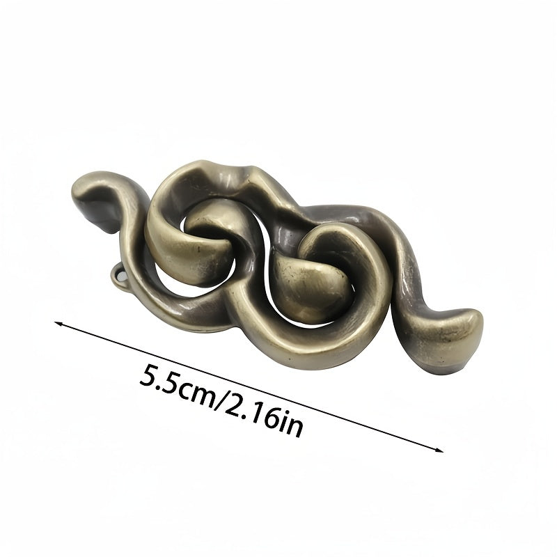 Adult Bronze Metal Puzzle Toy - Portable Brain Teaser Game