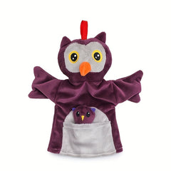 Plush Owl Hand Puppet with Red Beak & Yellow Eyes Storytelling Toy