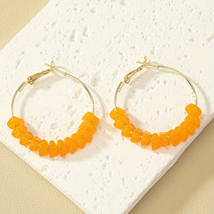 Red Coral Acrylic Round Earrings 14K Plated