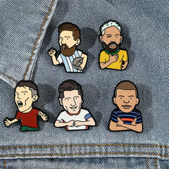 Funny Soccer Player Enamel Brooch