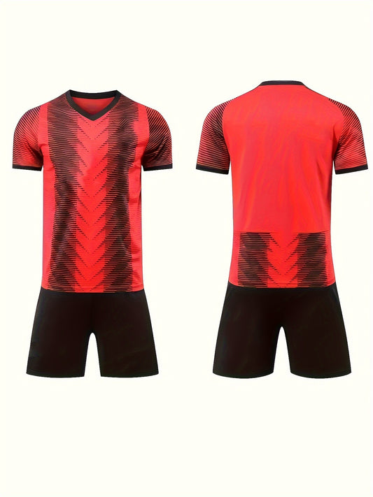2Pcs Boys Soccer Jersey & Shorts Set, Quick Dry Football Clothes