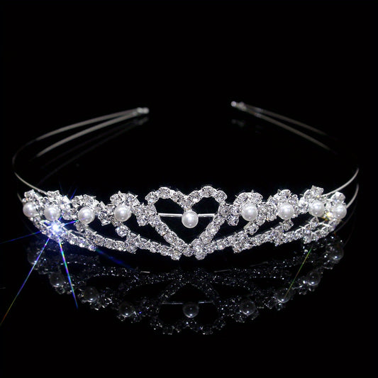 Rhinestone Heart Headband Queen Crown Tiara Hair Accessories
