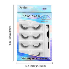5 Pairs Holographic Self-Adhesive Eyelashes with Tweezers