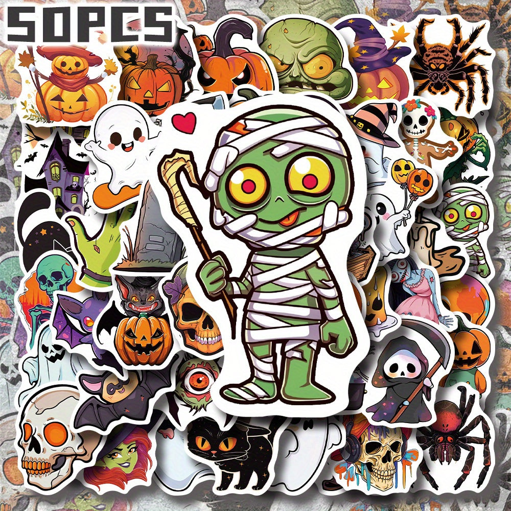50pcs Halloween Cartoon Stickers YWWBLD PVC Decals for Party Decor & More